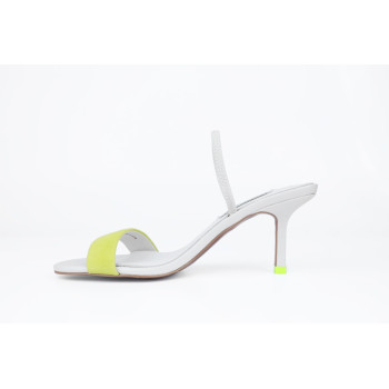 MID-HEEL SANDAL W/ LEATHER COVERED ELASTIC STRAP
